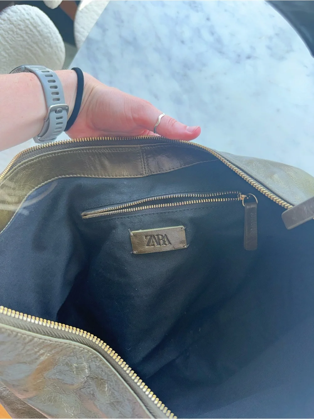 Zara Everyday Green Leather Hobo Bag - Classic Women's Shoulder Bag